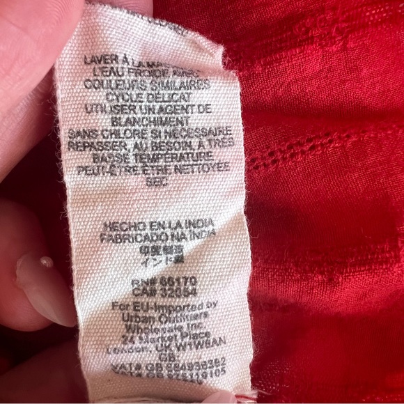 Free People Red Long Sleeve Babydoll Blouse - Picture 9 of 9